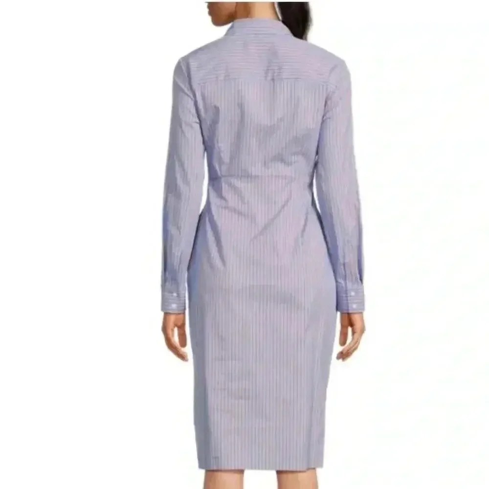 Ella RAFAELLA Womens dress striped shirt dress pleaded front‎ bow preppy Office_3